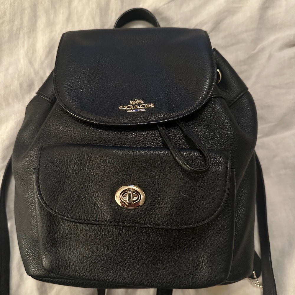 Coach Black Pebbled Leather Backpack